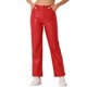 thumbnail image 1 of Pantalones de cuero sintético DARING DIVA para mujeres de cintura alta, pierna recta, punk PU, L rojo, 1 of 6