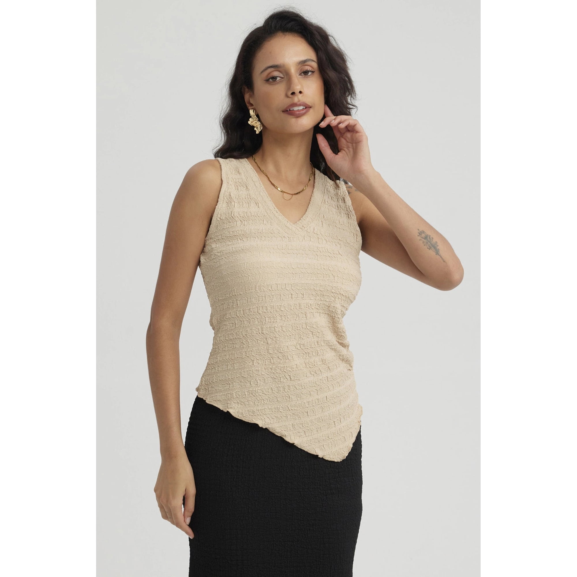 Fashionspark - Polera Mujer Recogido Beige Oscuro