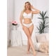thumbnail image 2 of INSPIRE CHIC Ropa interior de bikini de encaje de mujer de tiro bajo, transpirables, sin costuras, satén, talla extra grande, blanco, 2 of 4