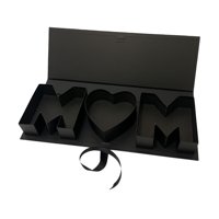Magideal - Caja De Flores Vacía Con Forma De Carta Para Mamá, Rellenable, Para El Día De La Madre, Elegante Embalaje Floral De Cartón Para Fiestas, Decoración Di Negro