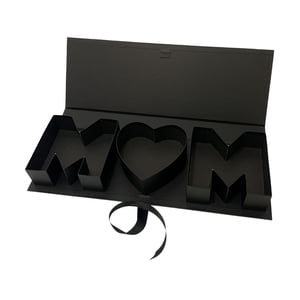 Magideal - Caja De Flores Vacía Con Forma De Carta Para Mamá, Rellenable, Para El Día De La Madre, Elegante Embalaje Floral De Cartón Para Fiestas, Decoración Di Negro