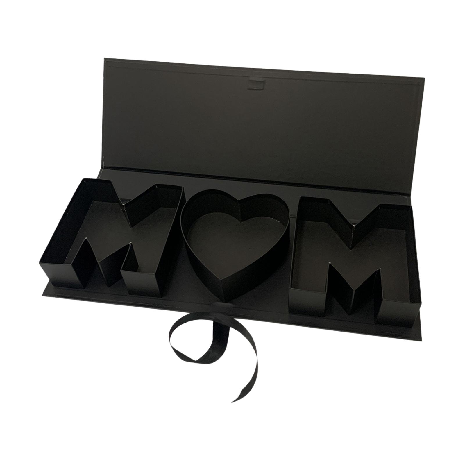 Magideal - Caja De Flores Vacía Con Forma De Carta Para Mamá, Rellenable, Para El Día De La Madre, Elegante Embalaje Floral De Cartón Para Fiestas, Decoración Di Negro