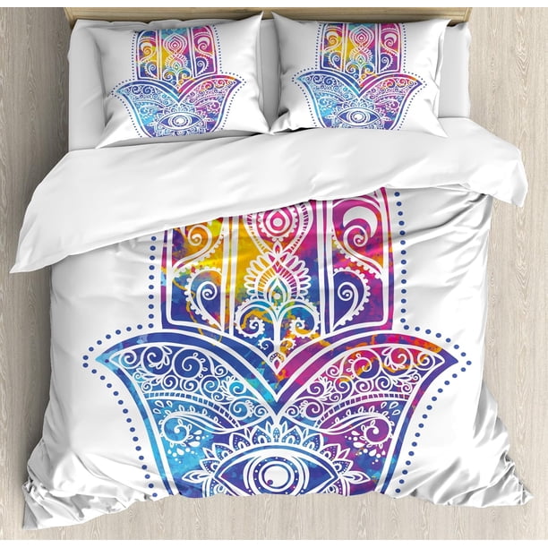 Indie Duvet Cover Set Group of Funky Monsters Society Different Expressions Abstract Groovy Doodle Style Decorative 3 Piece Bedding Set