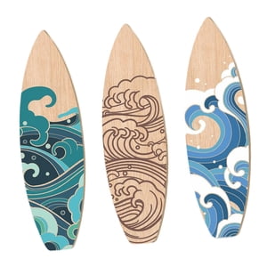 Magideal - 3 Piezas De Decoración De Pared De Tabla De Surf, Letrero Colgante De Pared, Regalo Rústico De Verano, Fondo De Tabla De Surf Para Dormitorio
