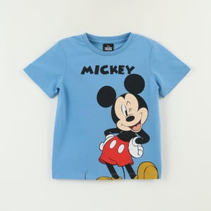 Polera Manga Corta Niño Azul Mickey Guiño Disney