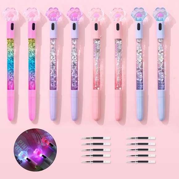 Bolígrafo SITAKE Cat Paw, brillante y luminoso, 0,5 mm x 8 con recambios