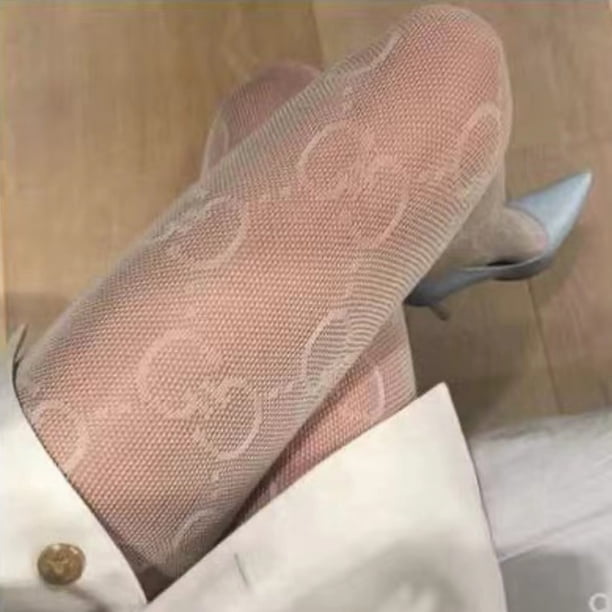 Medias divertidas con letras sexys de encaje para mujer, medias de rejilla ahuecadas.