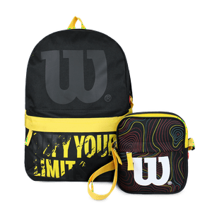 Pack Wilson Mochila Defy + Bandolera Harlem Negro-Amarillo