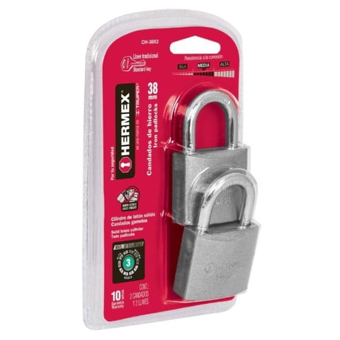 Hermex - Candados De Hierro Amaestrados 38Mm Juego 2 Unidades
