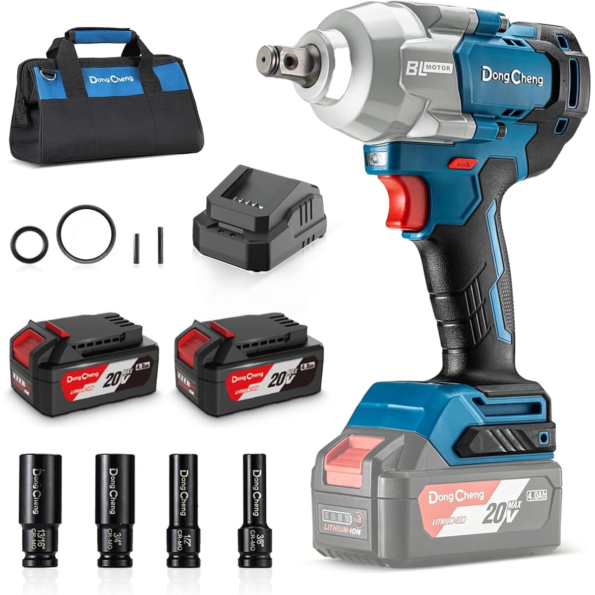 Llave De Impacto Dong Cheng 20v Brushless 910 Nm 2 Baterías