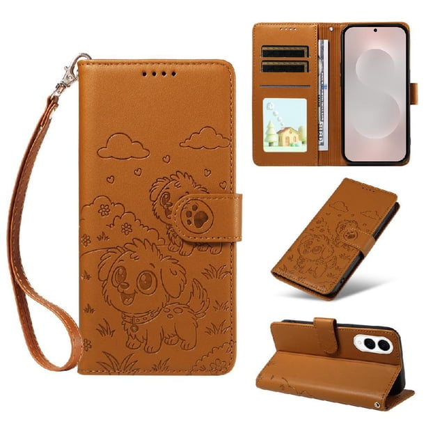 Funda Billetera FOXDOCK Compatible con Samsung Galaxy S25 Edge, Diseño Perrito Tierno, Ranuras para Tarjetas y Soporte Plegable
