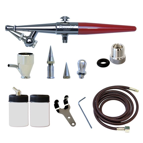 Aerógrafo Paasche H‑Set de Acción Simple con Alimentación por Sifón – Rojo