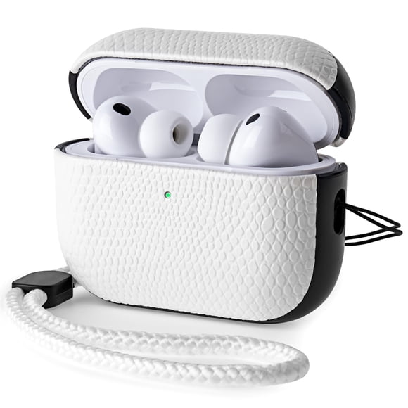 Funda de cuero RIXENY para AirPods Pro 3 (3.ª generación 2025) blanca
