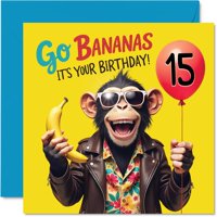 Tarjeta De Cumpleaños Stuff4 Monkey Go Bananas Para 15 Cumpleaños