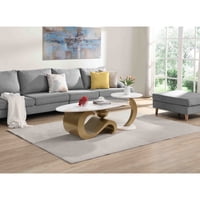 M&Ms - Modern Nesting Coffee Table Set Of 2 End Table For Living Room, Oval And Round Table Set, Golden