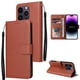 thumbnail image 1 of Funda Cartera para iPhone 14 Pro Max con Tarjetero, Soporte y Cordón - Protección Marrón, 1 of 5