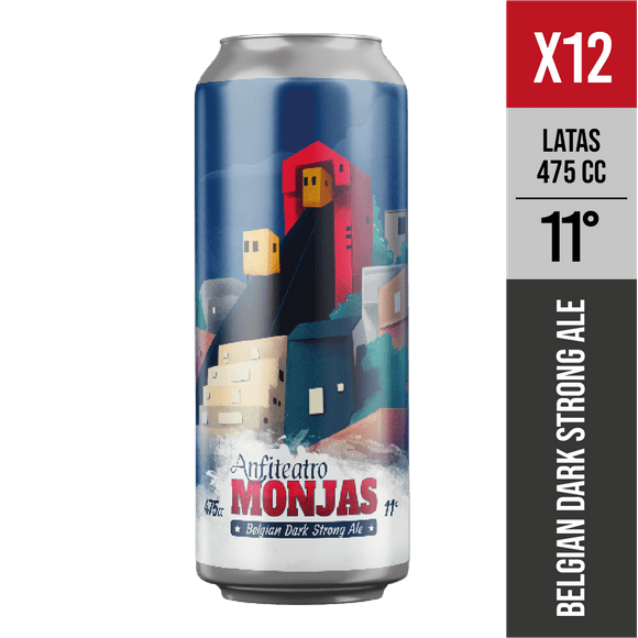 Pack x12 Monjas, 11° (Dark Belgian Strong Ale) - Cerveza artesanal Valparaiso - 475 mL