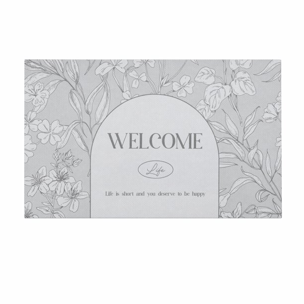 Felpudo Antideslizante REGALWOVEN para Puerta Principal Exterior, Alfombra de Entrada Rascadora de Lodo Impermeable, Tapete de Piso Exterior Floral Gris 30" x 18"