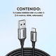 thumbnail image 2 of Cable USB-C a usb-a trenzado de carga rápida 3a, 1.5 Negro, 2 of 3
