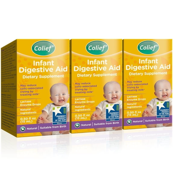 Colief Gotas de Lactasa para Bebé – Ayuda Digestiva 15 ml (Pack de 3)