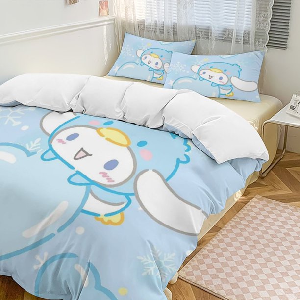 Cinnamoroll 3-Piece Twin Bed Set - Includes 1 Single Comforter And 2 Pillowcases Bedding - Fade Resistant Microfiber - Cinnamoroll