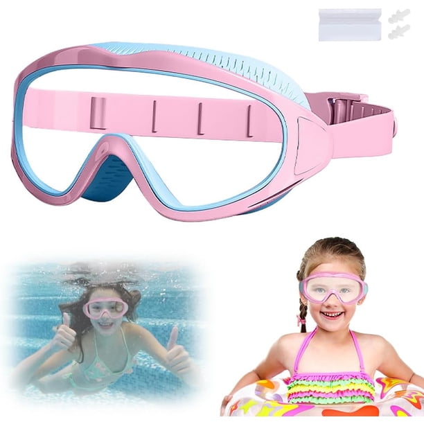 Gafas natación HD 2026 montura grande impermeable antivaho visión amplia niños