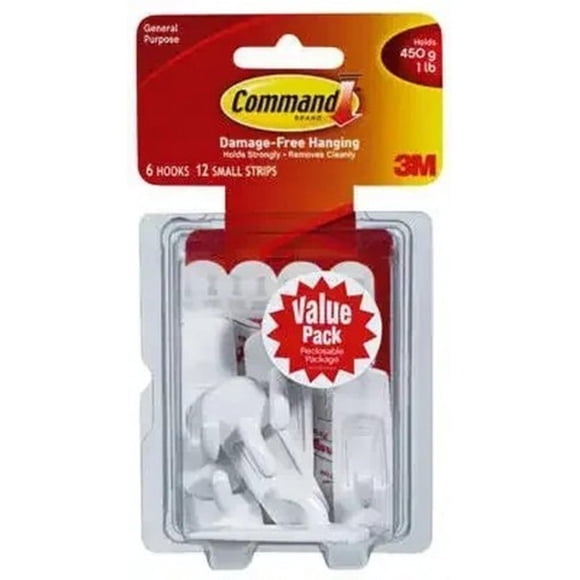 COMMAND VALUE PACK 6 GANCHOS 12 TIRAS