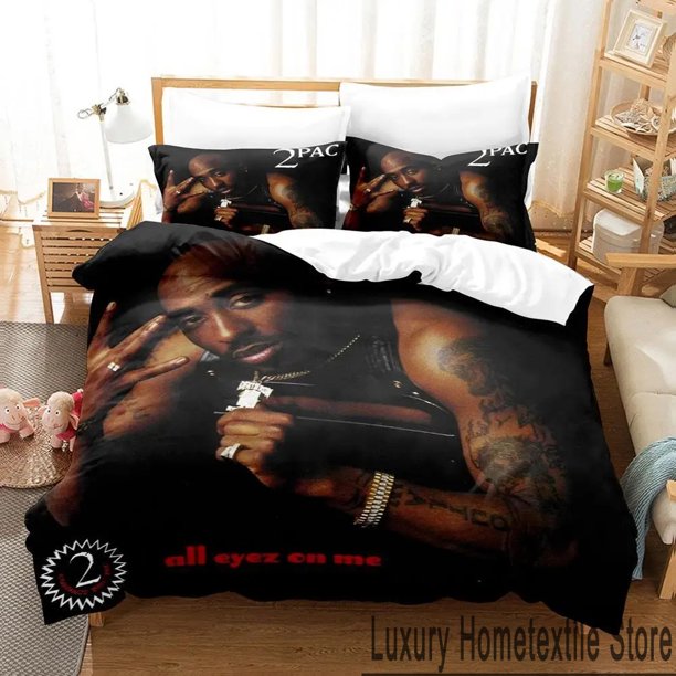 v2678 Bed Sheets Tupac Amaru Shakur PAC Bedding Set,Duvet Cover Bed Set Quilt Cover Pillowcase,King Queen Twin Size Boys Girls Adults 3-Piece Bedding Set (1 Duvet Cover + 2 Pillow Shams) Bed Sheets j