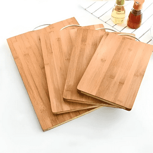 Genérico - Tabla Para Cortar De Cocina Bambú Firme + Mango Metálico Color Marrón Liso