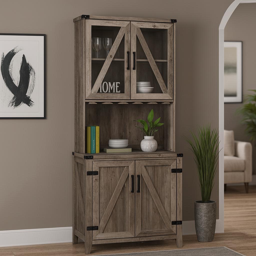 Muebles Santa Ana - Vitrina 4 Puertas Grey Wash