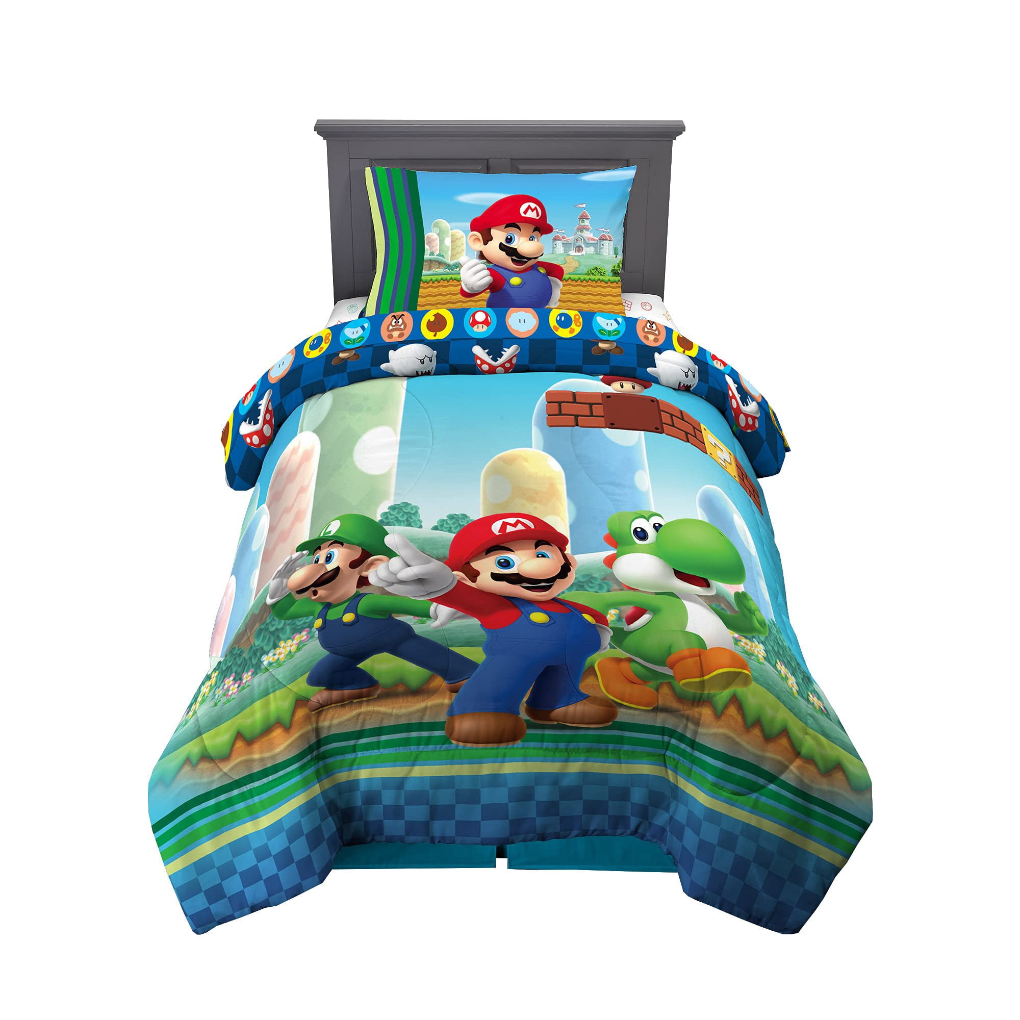 Juego De Sábanas Franco Super Soft Con Edredón Y Sábana Mario Twin