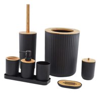 Magideal - Juego De Accesorios De Baño Simples De 7 Piezas, Dispensador De Jabonera De Plástico, Basura Decorativa, Clubes De Hotel, Encimera, Restaurantes, Negro