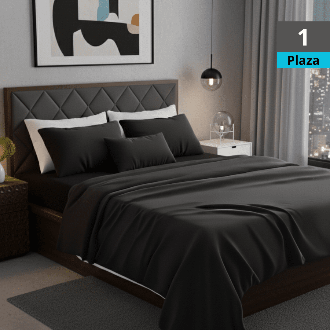 Genérico - Juego De Sábanas Negras 1 Plaza