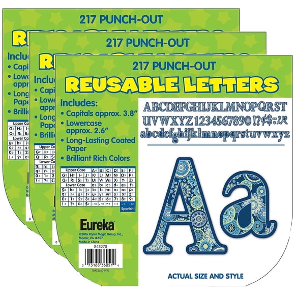Letras reutilizables Eureka Blue Harmony 217 por paquete de 3 paquetes