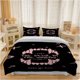 thumbnail image 1 of 3pcs Dark Pink Devil's Mouth Themed Bedding Set Duvet Cover and Pillowcase Set Soft and Comfortable, 1 of 5