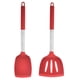 thumbnail image 1 of Utensilios de cocina de 2 piezas, cabezales de silicona aptos para uso alimentario y mangos de acero inoxidable, color rojo, 1 of 5