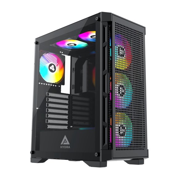 Funda para PC Apevia Hydra-BK Hydra Mid Tower con 6 ventiladores ARGB de 120 mm