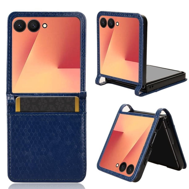 Funda Cartera Lunares Samsung galaxy Z Flip7 con Tarjetero, Correa y Soporte Azul