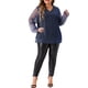 thumbnail image 2 of Agnes Orinda Trajes de Halloween para Mujeres Tallas Grandes Escuela Colegio Brillante de Piedras de Imitación Transparente Manga Larga Blusa con Cuello en V 3X Azul, 2 of 6