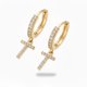thumbnail image 3 of Aros para mujer en baño de oro con dije de cruz y micro circonitas, 3 of 3
