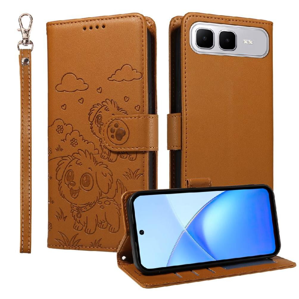Funda Billetera Foxdock Compatible Con Infinix Smart 10 Plus, Diseño Perrito Tierno, Ranuras Para Tarjetas Y Soporte Plegable