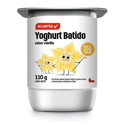 Yoghurt Batido Sabor Vainilla Pote 110 G Acuenta