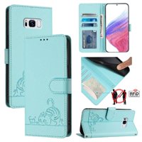 Funda Tipo Cartera Foxdock Para Samsung Galaxy S8Plus Con Soporte, Ranuras, Rfid, Diseño De Gato