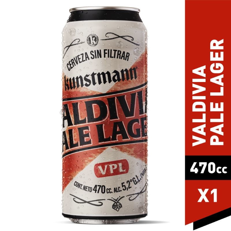 Cerveza Valdivia Pale Lager 5,2° Lata 470 ml Kunstmann