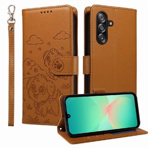 Funda Billetera Foxdock Compatible Con Samsung Galaxy A17, Diseño Perrito Tierno, Ranuras Para Tarjetas Y Soporte Plegable