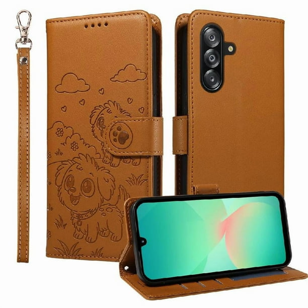 Funda Billetera FOXDOCK Compatible con Samsung Galaxy A17, Diseño Perrito Tierno, Ranuras para Tarjetas y Soporte Plegable