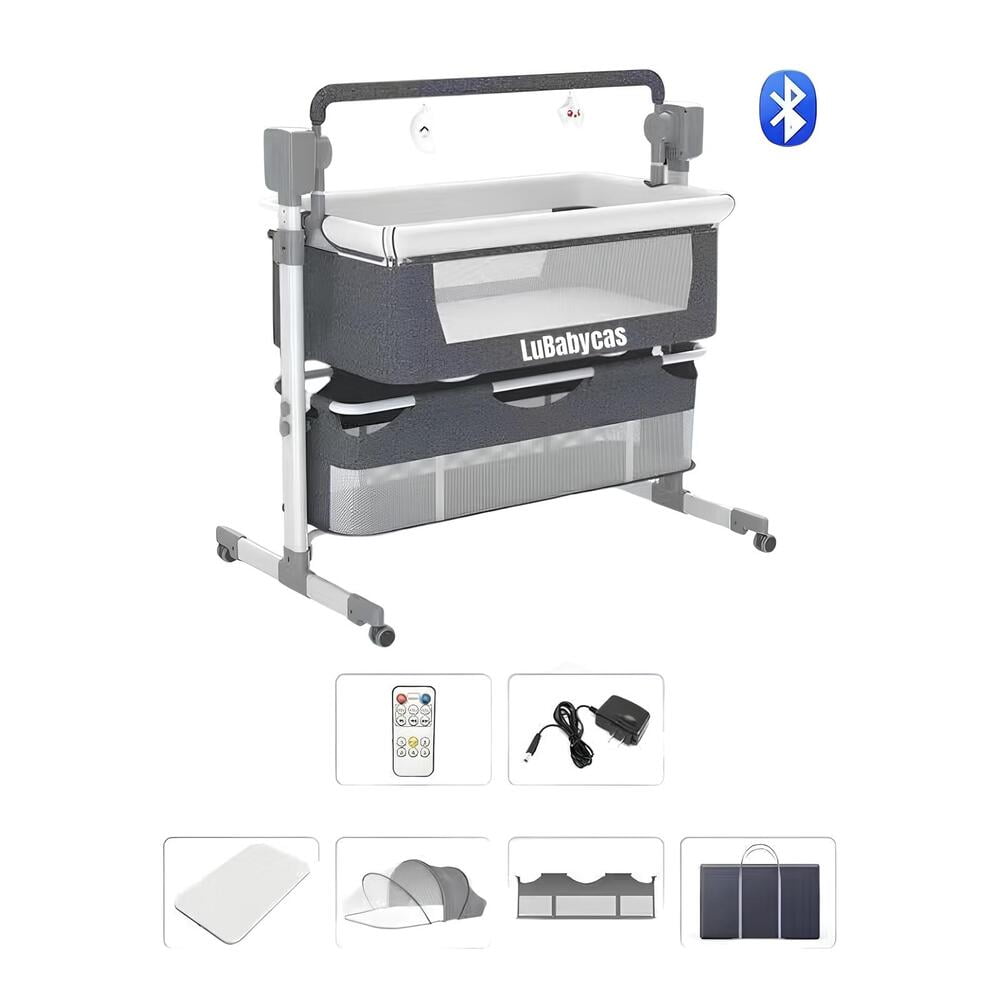 Cuna Colecho Mecedora Eléctrica Gris Lubabycas
