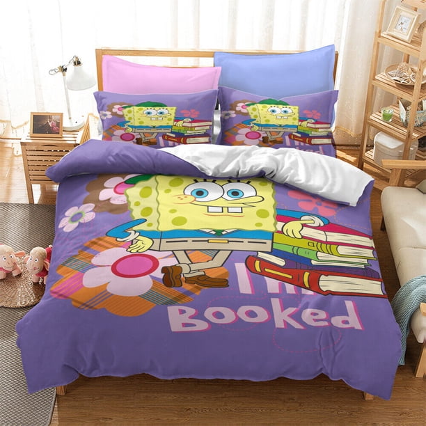 SpongeBob Quilt Duvet Dona Cover Pillowcase Bedding Set 3-Piece Bedding Set (1 Duvet Cover + 2 Pillow Shams)