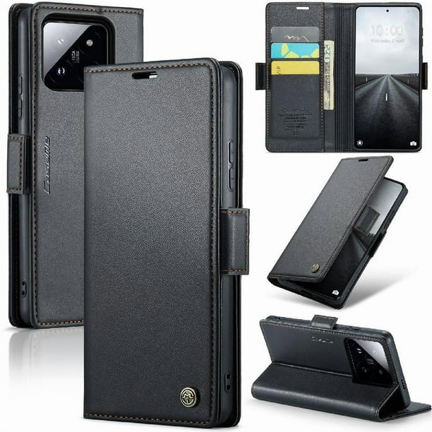 CaseMe tipo cartera Xiaomi 14 Pro con cierre magnético, RFID, tarjetero, soporte, carga inalámbrica