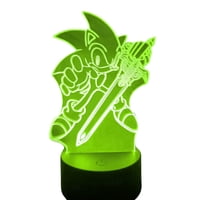 Lelumania - Lampara Ilusion 3D Sonic Espada De 7 Colores, Base Touch